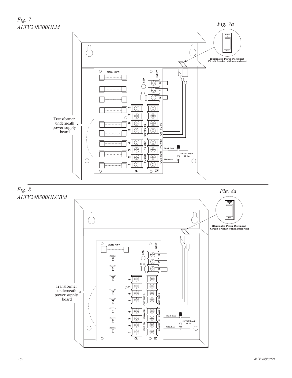 Transformer underneath power supply board, Xfmr | Altronix ALTV248UL Series Installation Instructions User Manual | Page 8 / 12