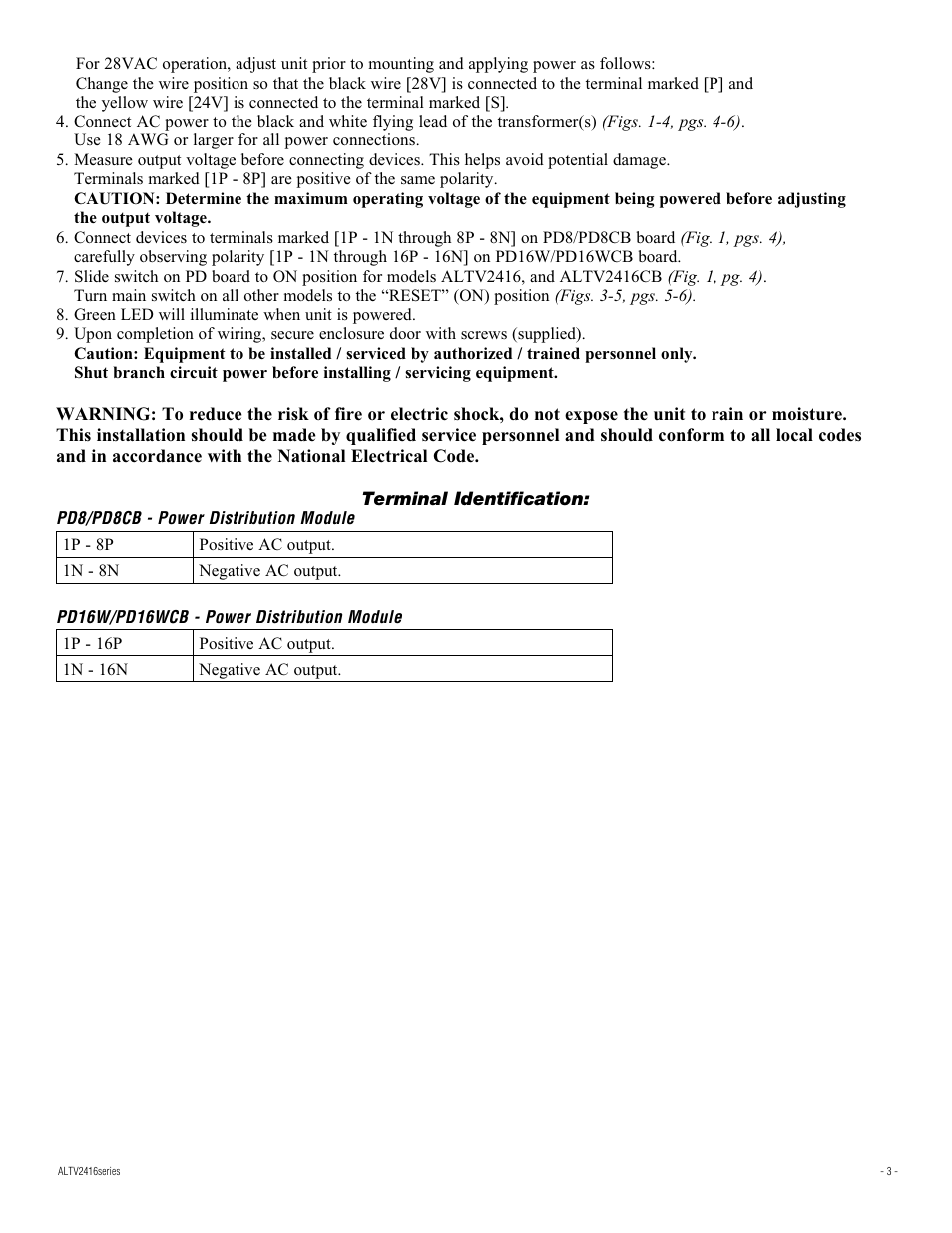 Altronix ALTV2416CB Installation Instructions User Manual | Page 3 / 8