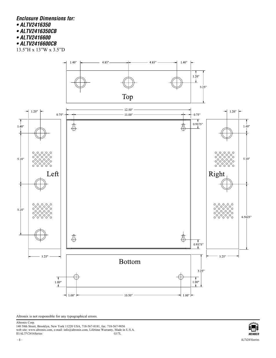 Altronix ALTV2416CB Installation Instructions User Manual | Page 8 / 8
