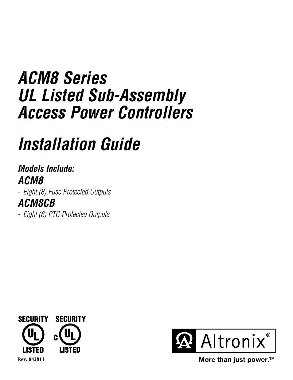 Altronix ACM8CB Installation Instructions User Manual | 8 pages