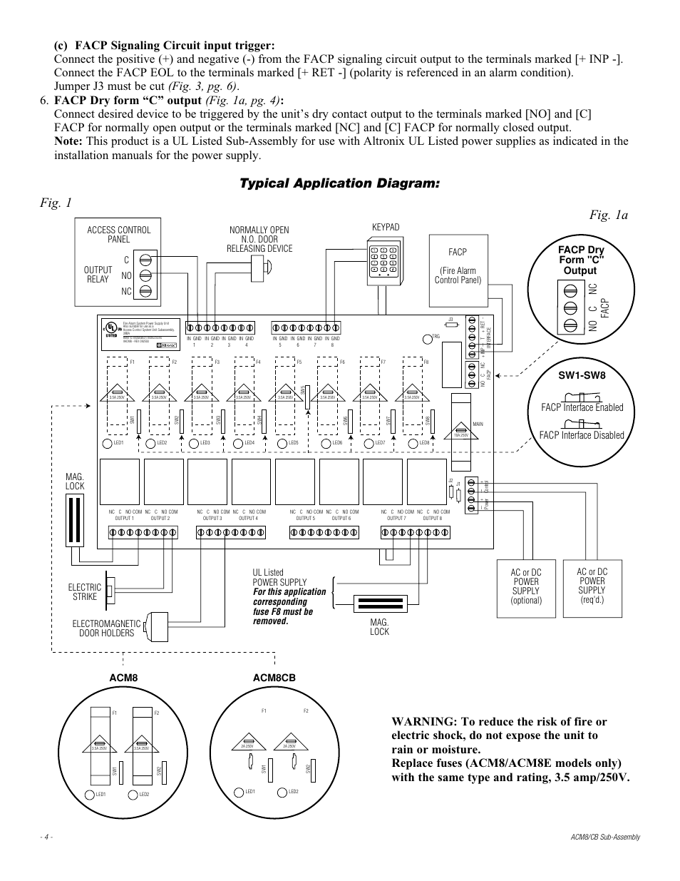 Typical application diagram, Fig. 1 fig. 1a | Altronix ACM8CB Installation Instructions User Manual | Page 4 / 8