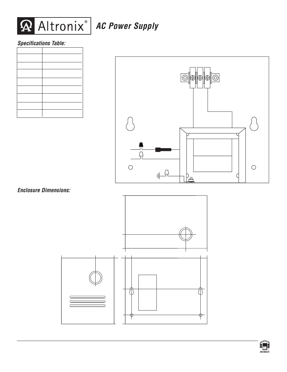 Altronix T2885C Installation Instructions User Manual | 1 page