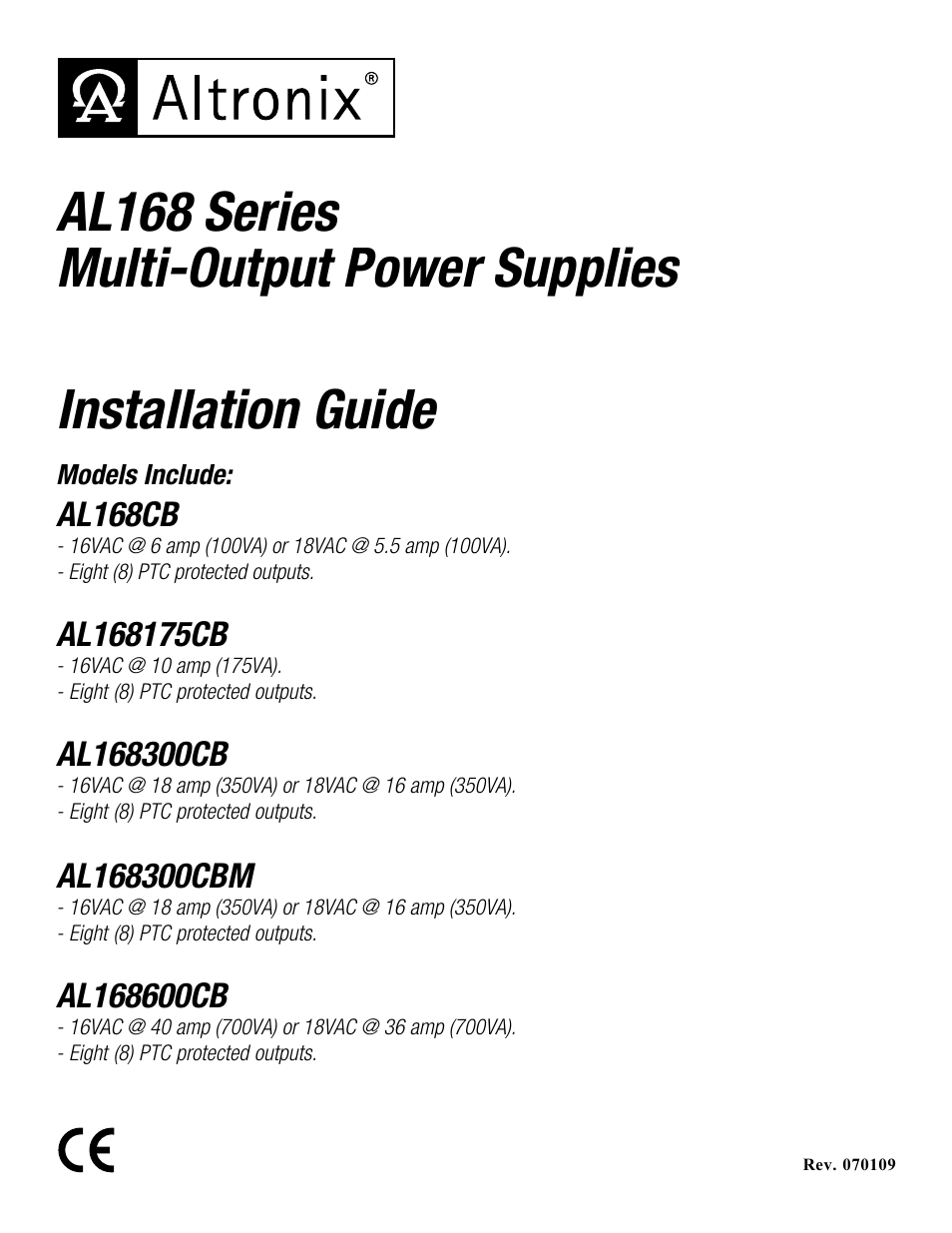 Altronix AL168 Series Installation Instructions User Manual | 8 pages