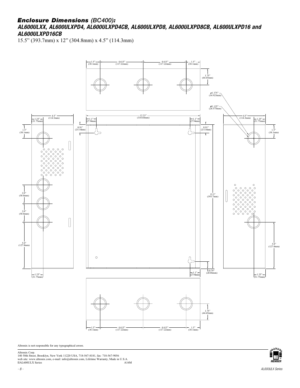 Altronix AL600ULXR Installation Instructions User Manual | Page 8 / 8