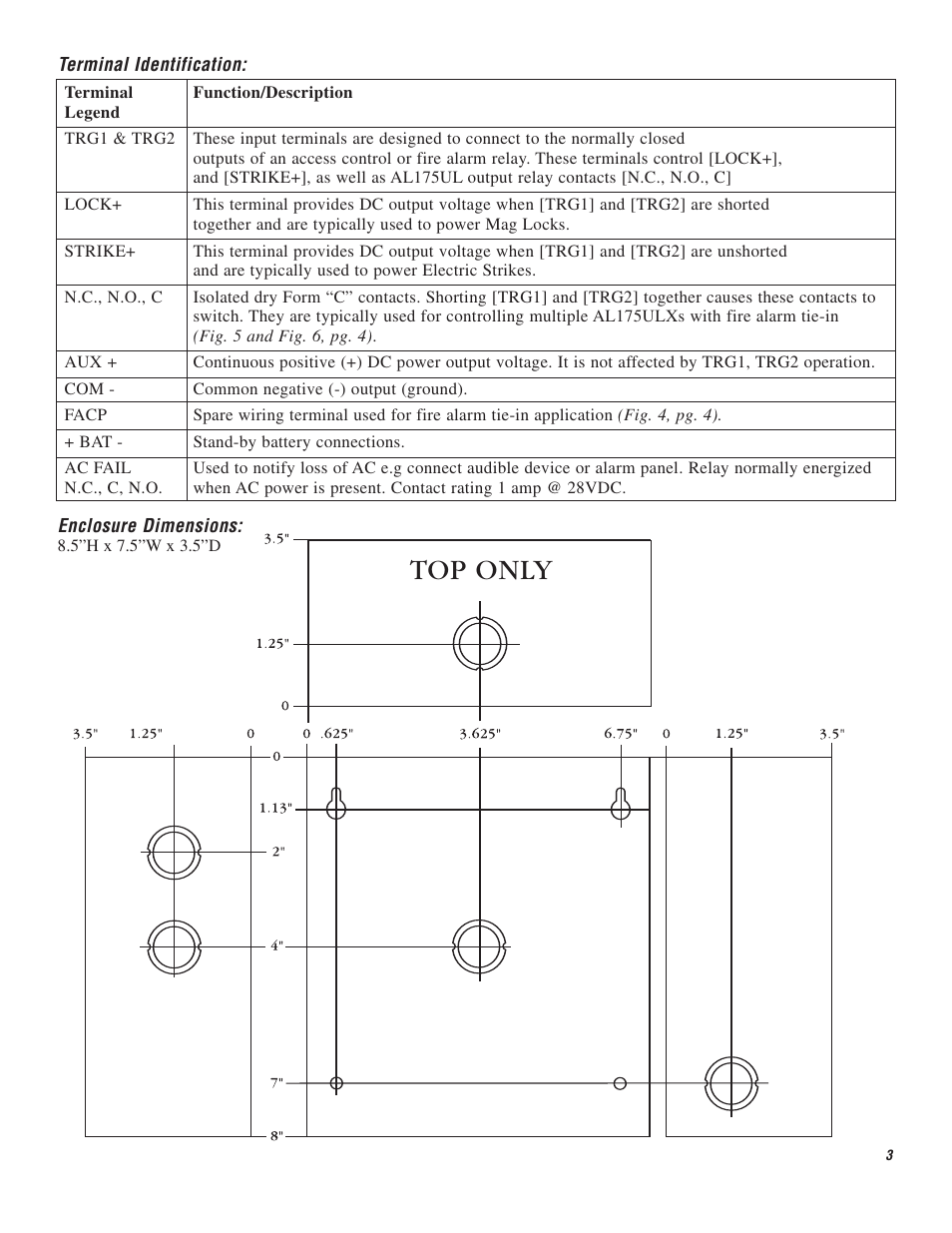 Top only | Altronix AL175UL Installation Instructions User Manual | Page 3 / 4