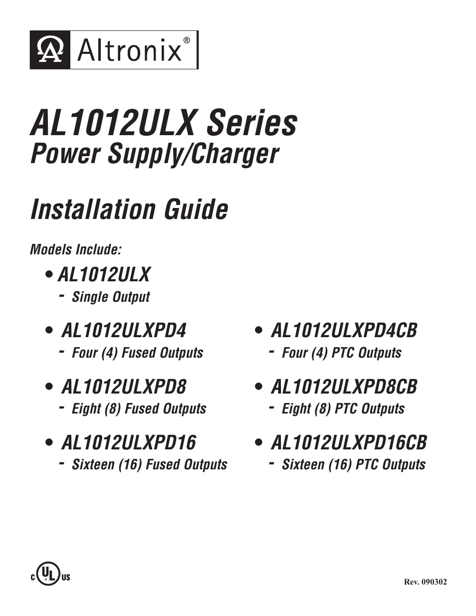 Altronix AL1012ULXPD8CB Installation Instructions User Manual | 8 pages