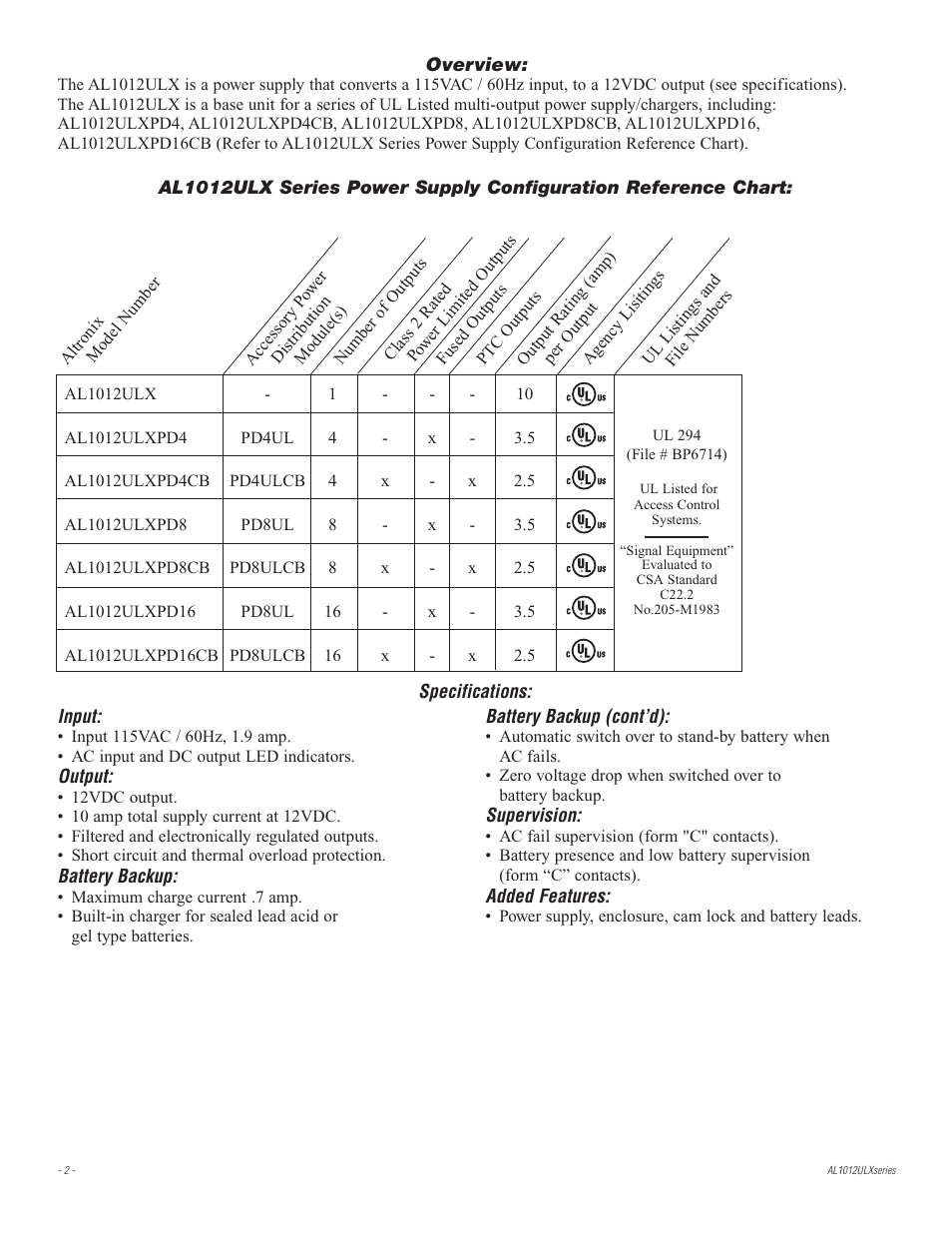 Altronix AL1012ULXPD8CB Installation Instructions User Manual | Page 2 / 8