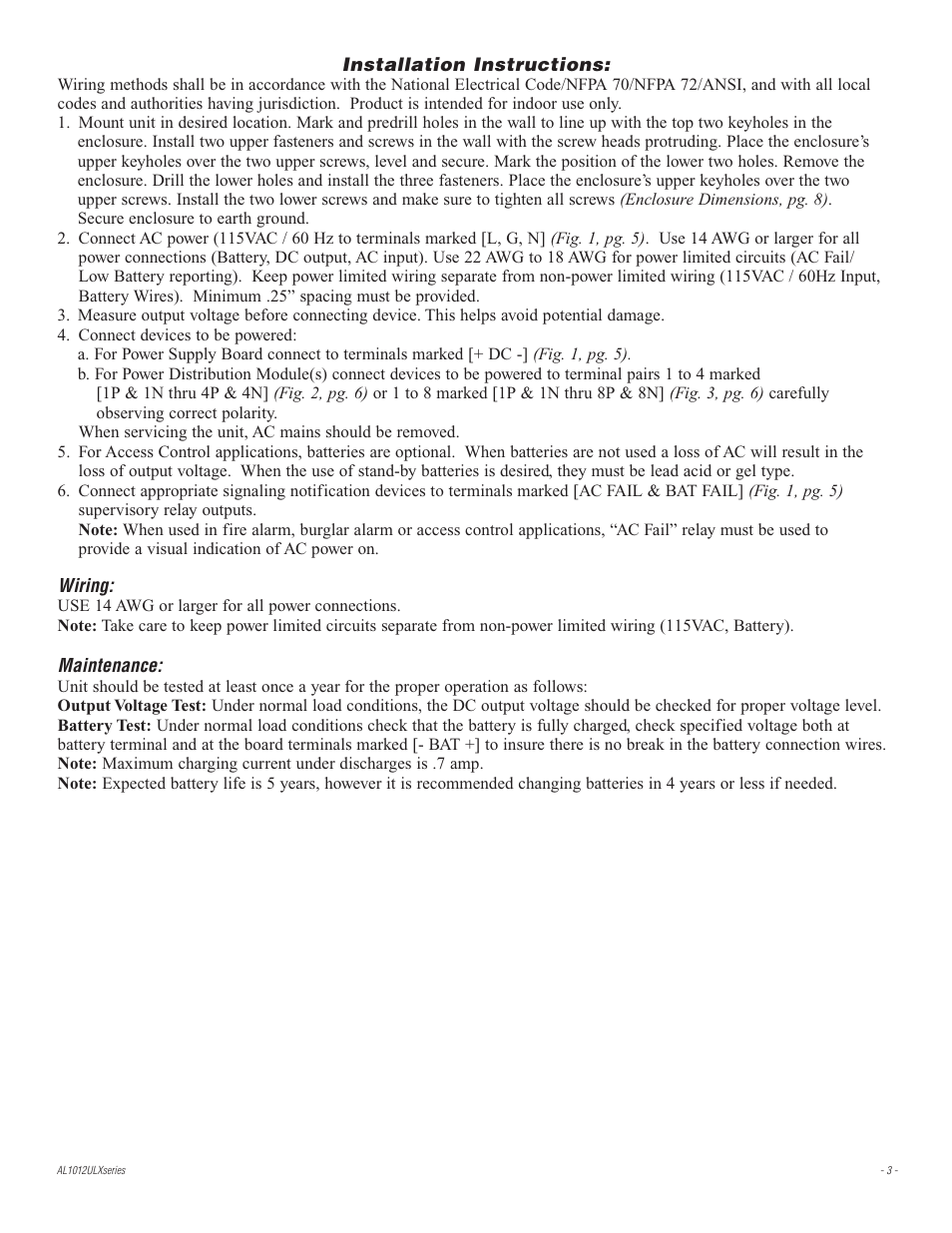 Altronix AL1012ULXPD8CB Installation Instructions User Manual | Page 3 / 8