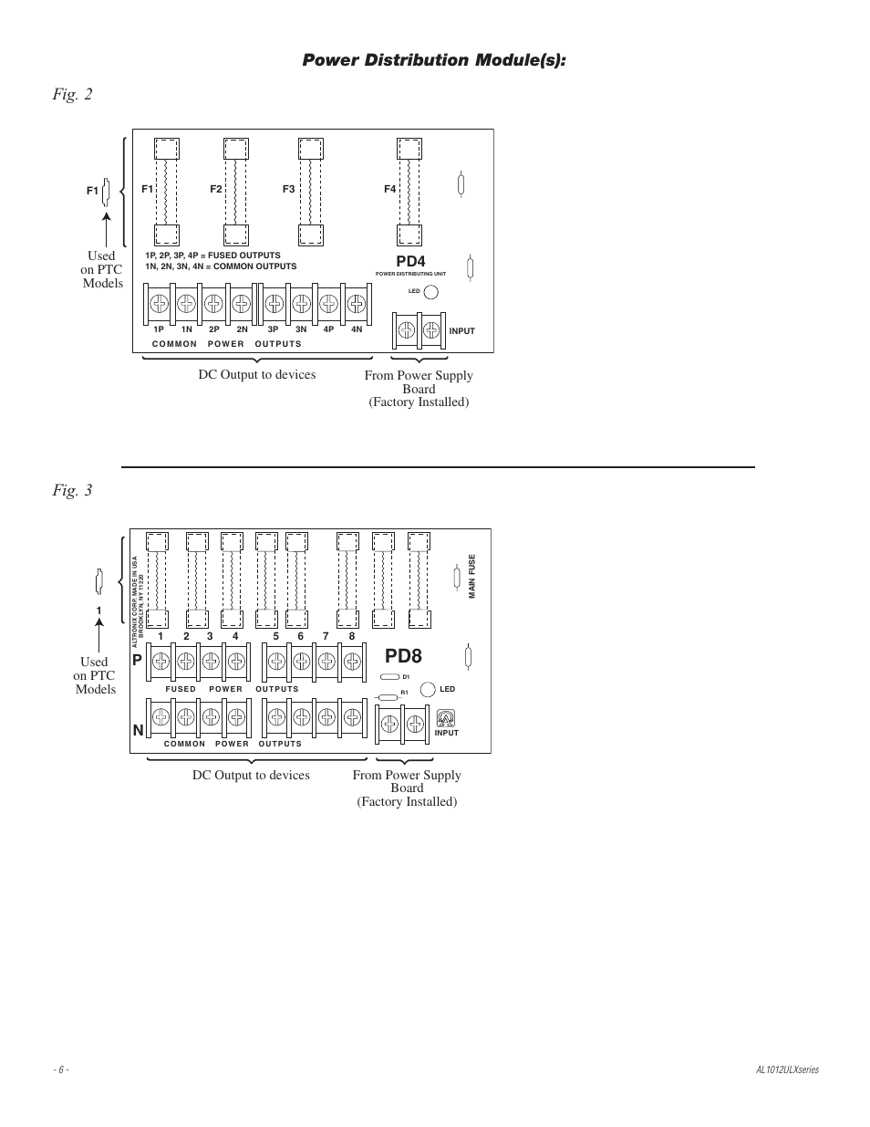 Fig. 2 fig. 3 power distribution module(s) | Altronix AL1012ULXPD8CB Installation Instructions User Manual | Page 6 / 8