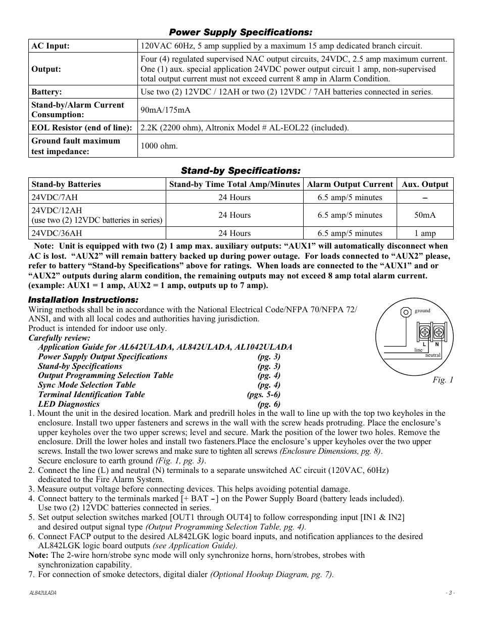 Altronix AL842ULADA Installation Instructions User Manual | Page 3 / 12