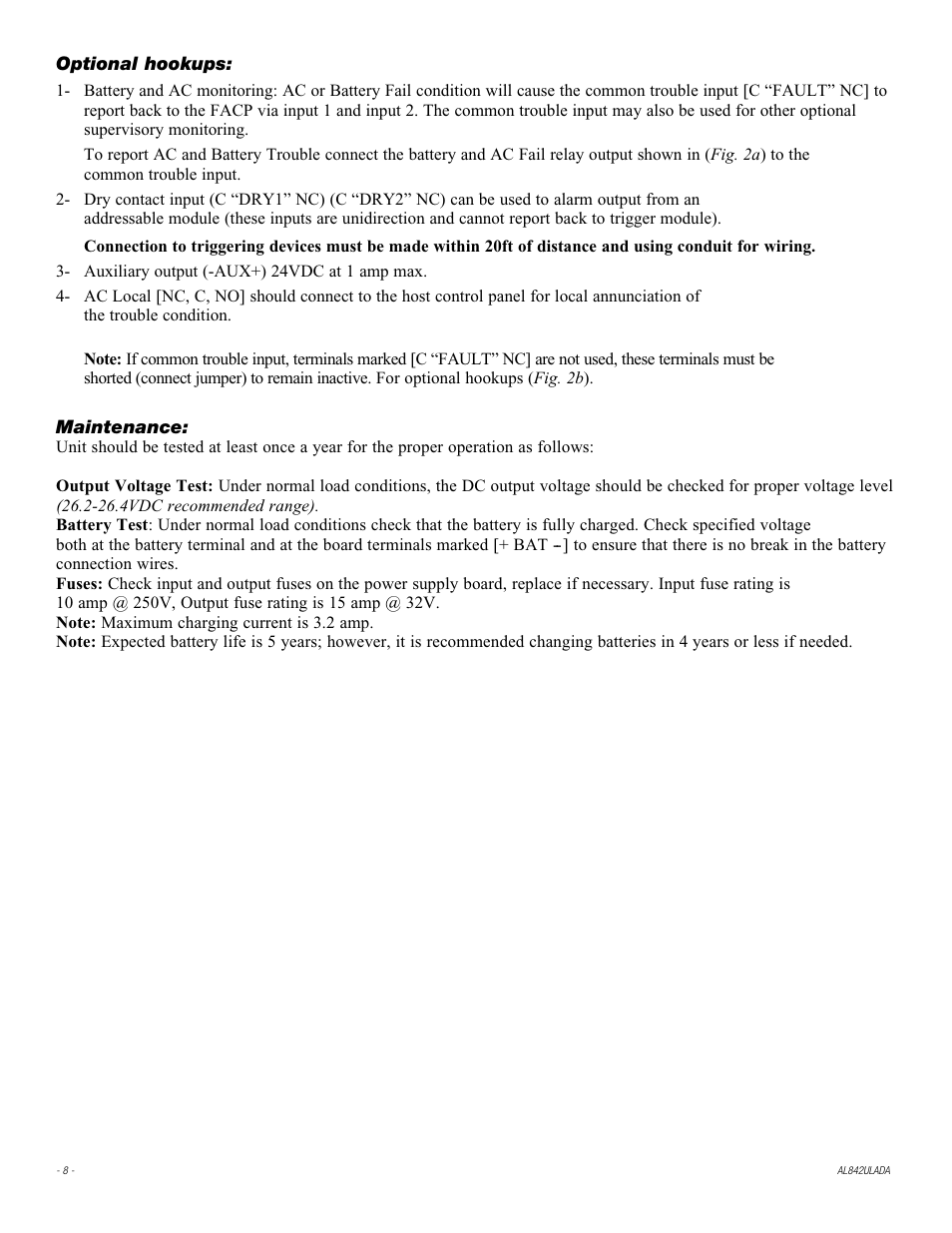 Altronix AL842ULADA Installation Instructions User Manual | Page 8 / 12