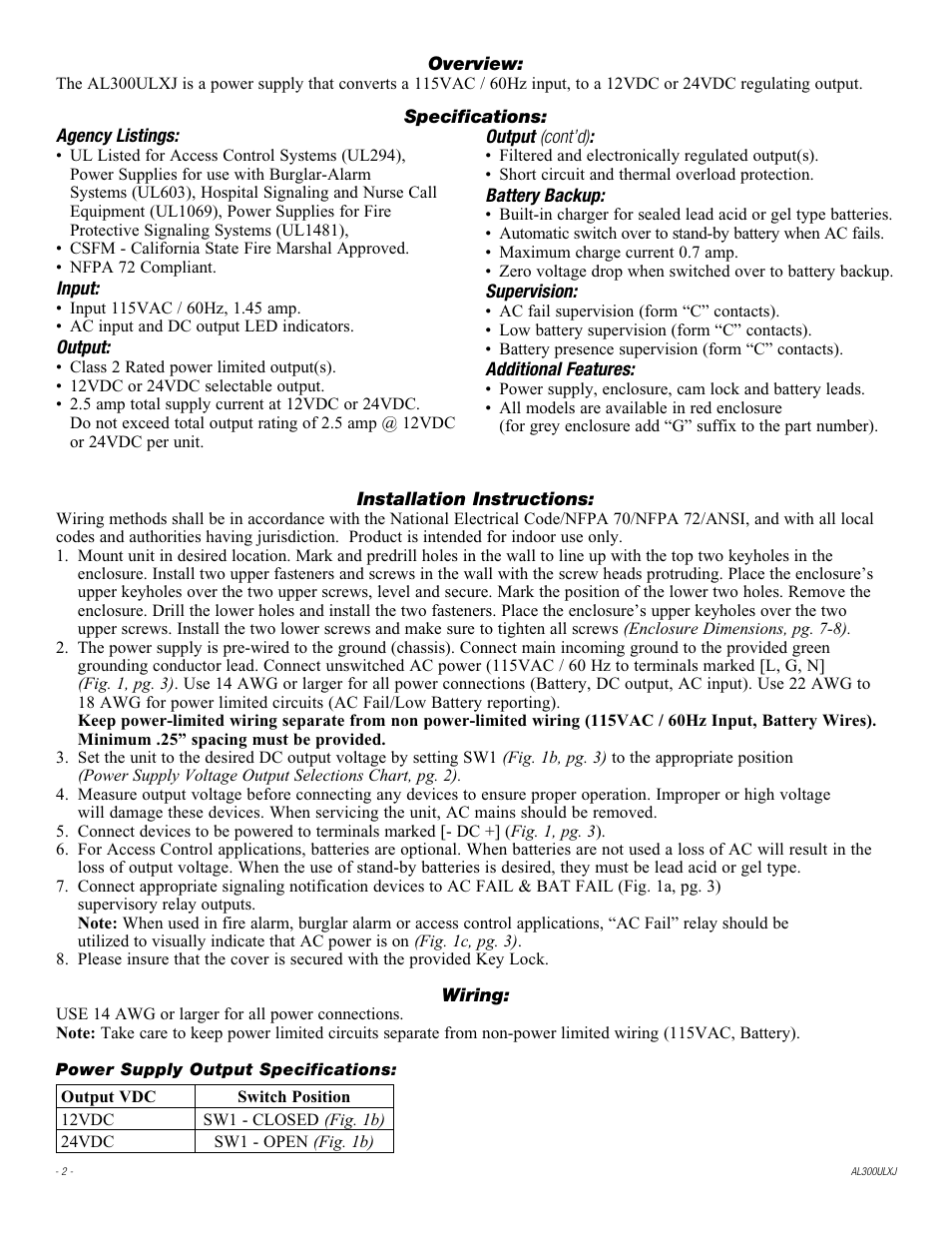 Altronix AL300ULXJG Installation Instructions User Manual | Page 2 / 4