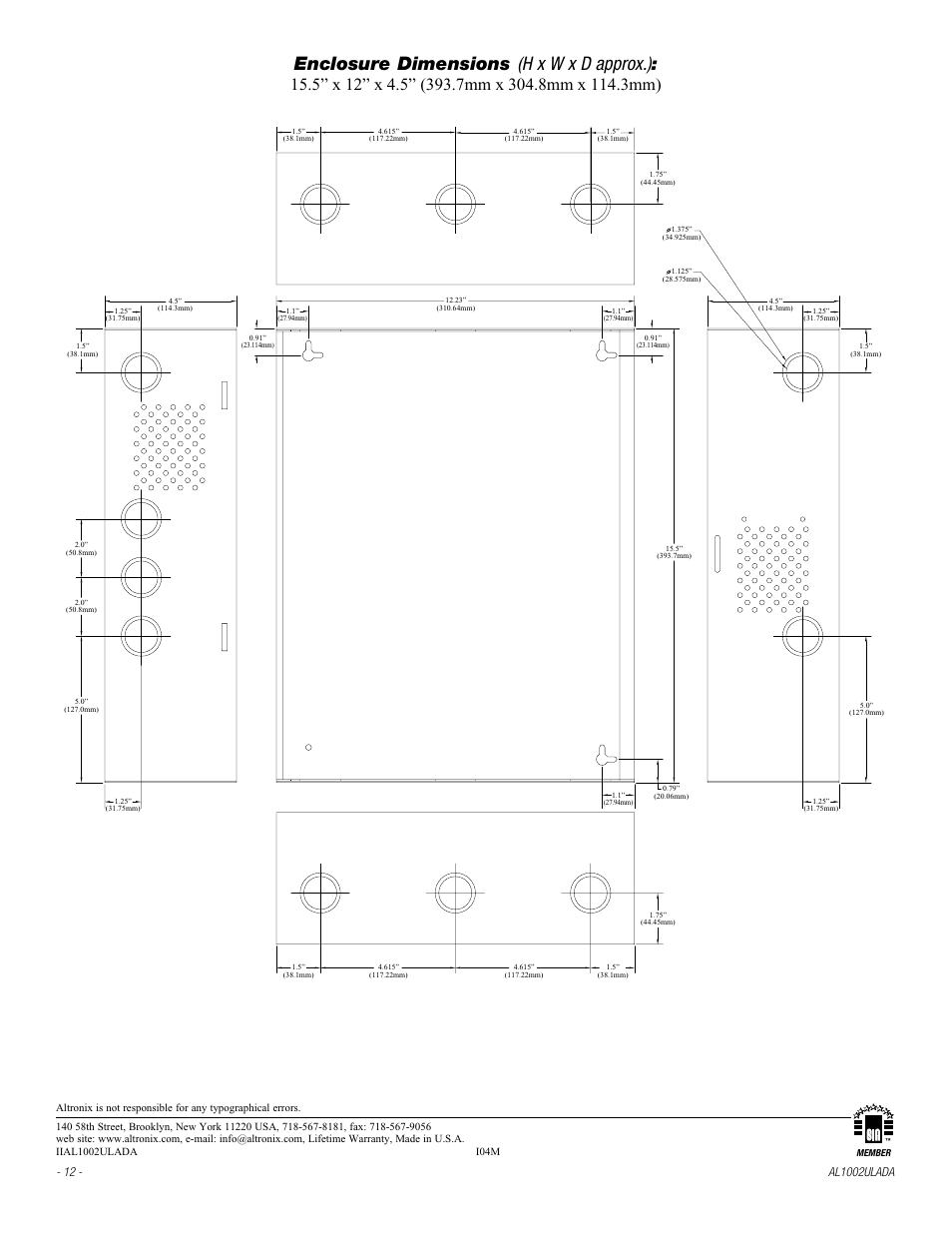 Altronix AL1002ULADA Installation Instructions User Manual | Page 12 / 12