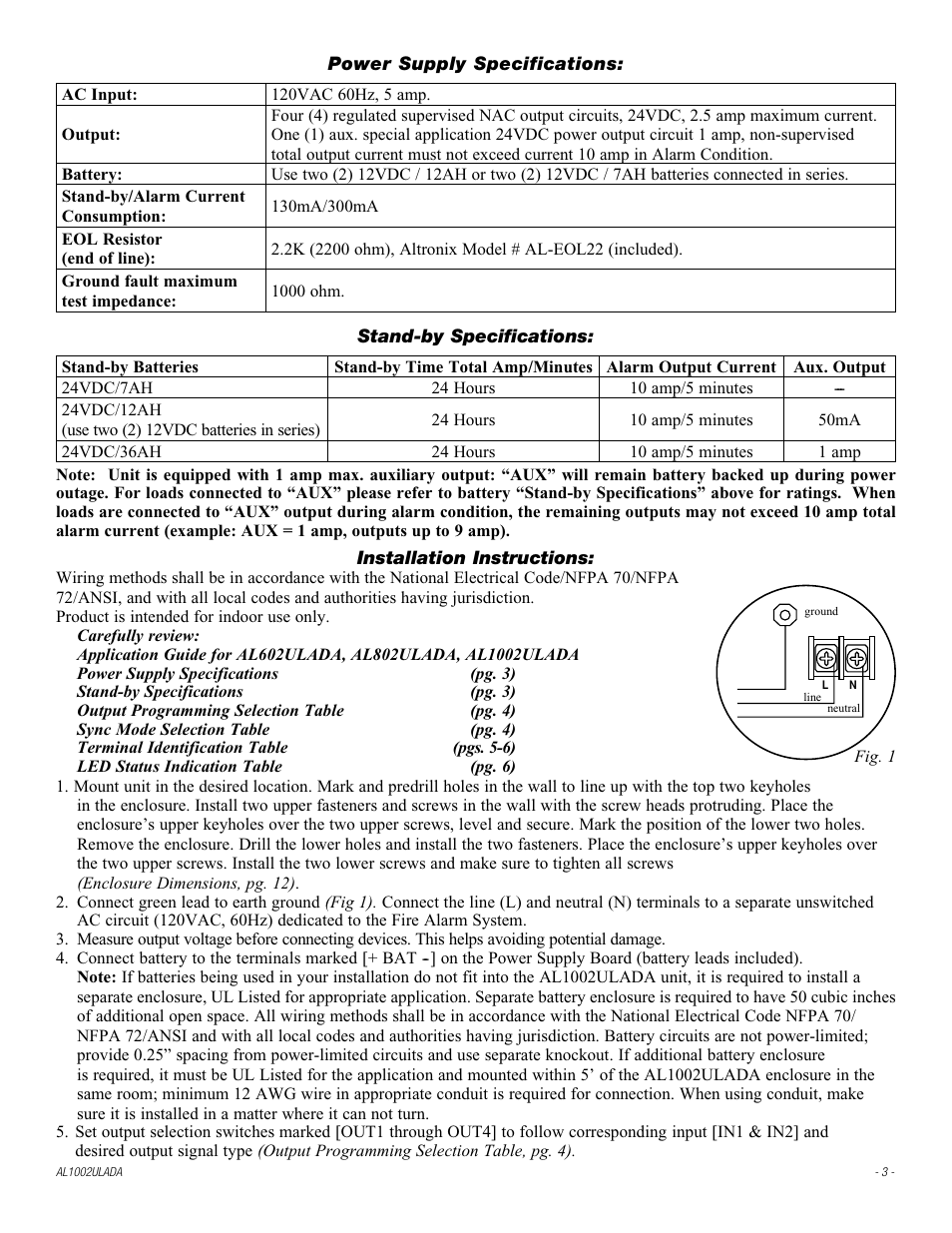 Altronix AL1002ULADA Installation Instructions User Manual | Page 3 / 12