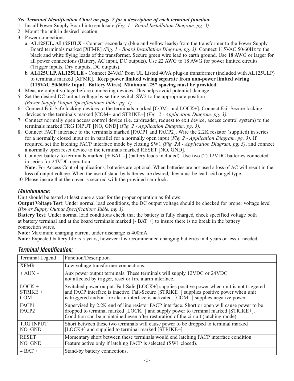 Altronix AL125ULX Installation Instructions User Manual | Page 2 / 4