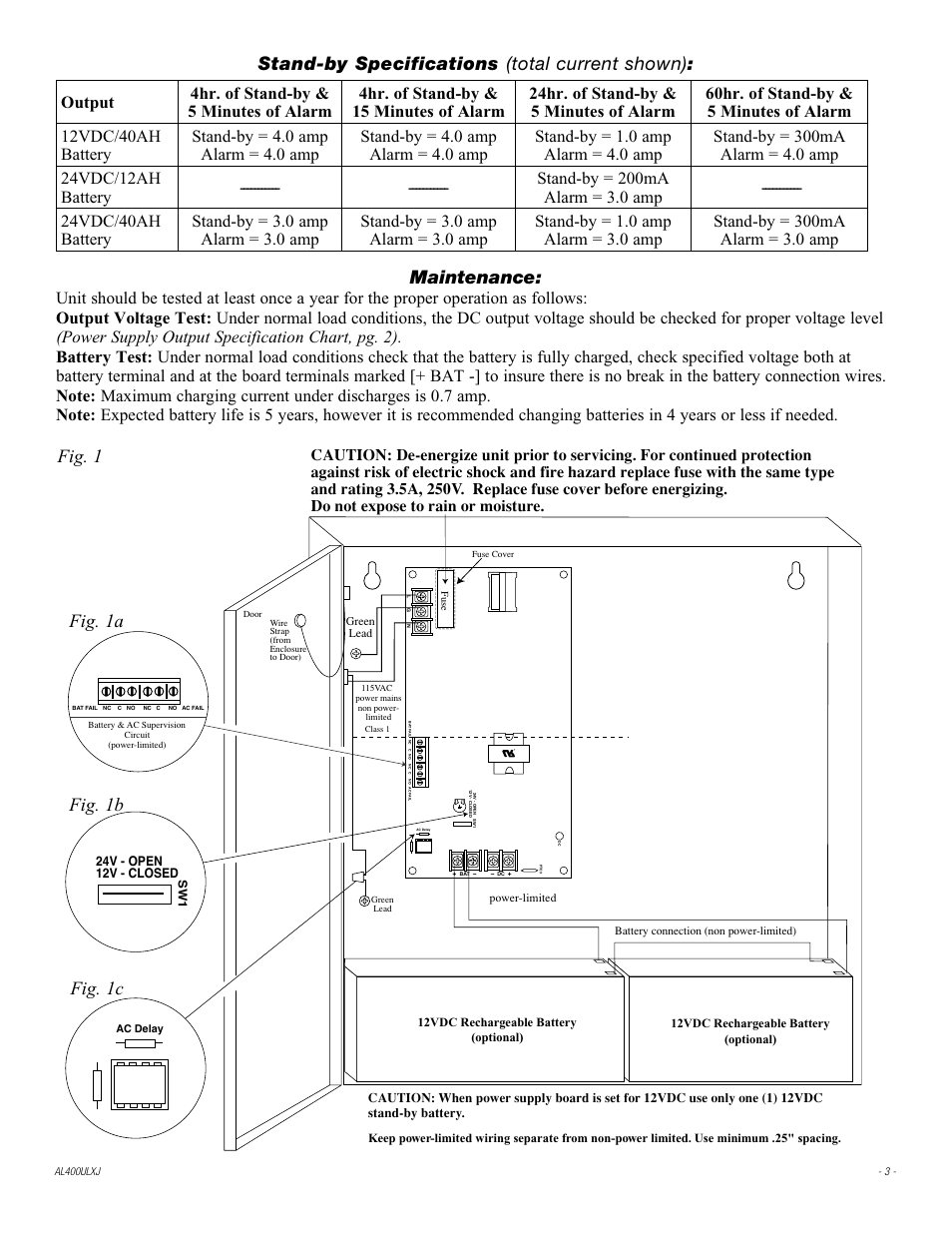 Maintenance | Altronix AL400ULXJG Installation Instructions User Manual | Page 3 / 4