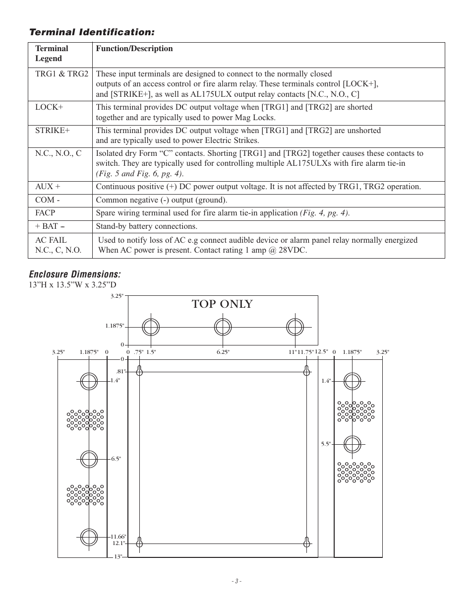 Top only | Altronix AL175ULX Installation Instructions User Manual | Page 3 / 4