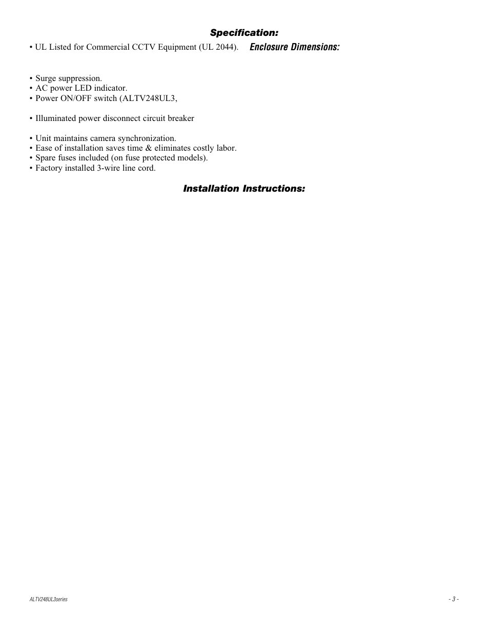 Altronix ALTV248UL3 Series Installation Instructions User Manual | Page 3 / 12