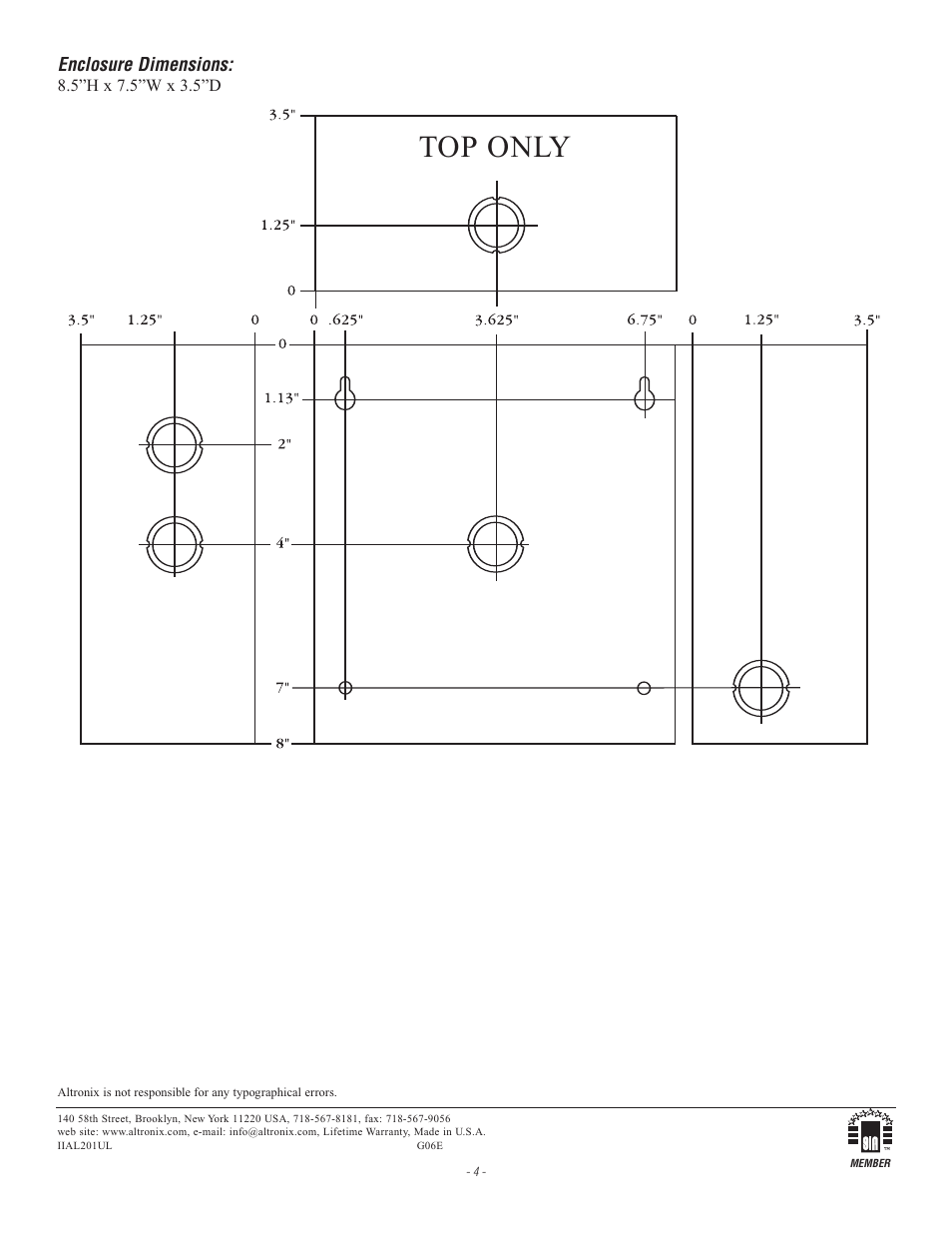 Top only | Altronix AL201UL Installation Instructions User Manual | Page 4 / 4