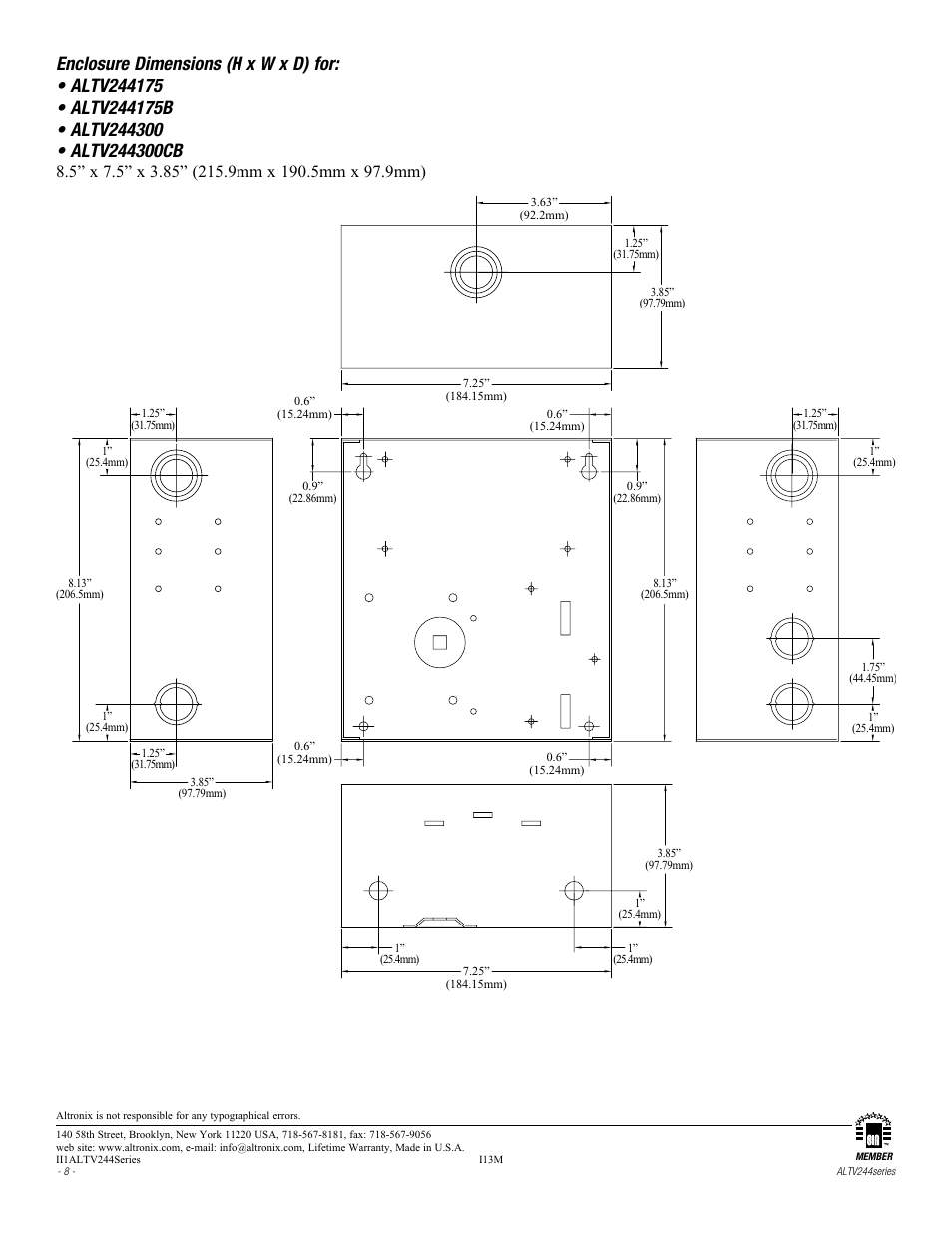 Altronix ALTV244CB Installation Instructions User Manual | Page 8 / 8