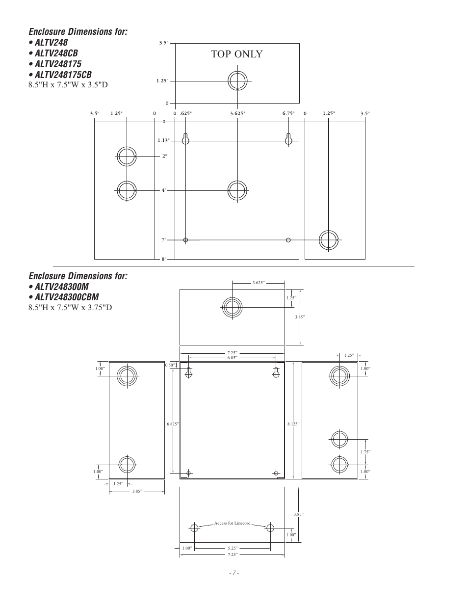 Top only | Altronix ALTV248 Series Installation Instructions User Manual | Page 7 / 8