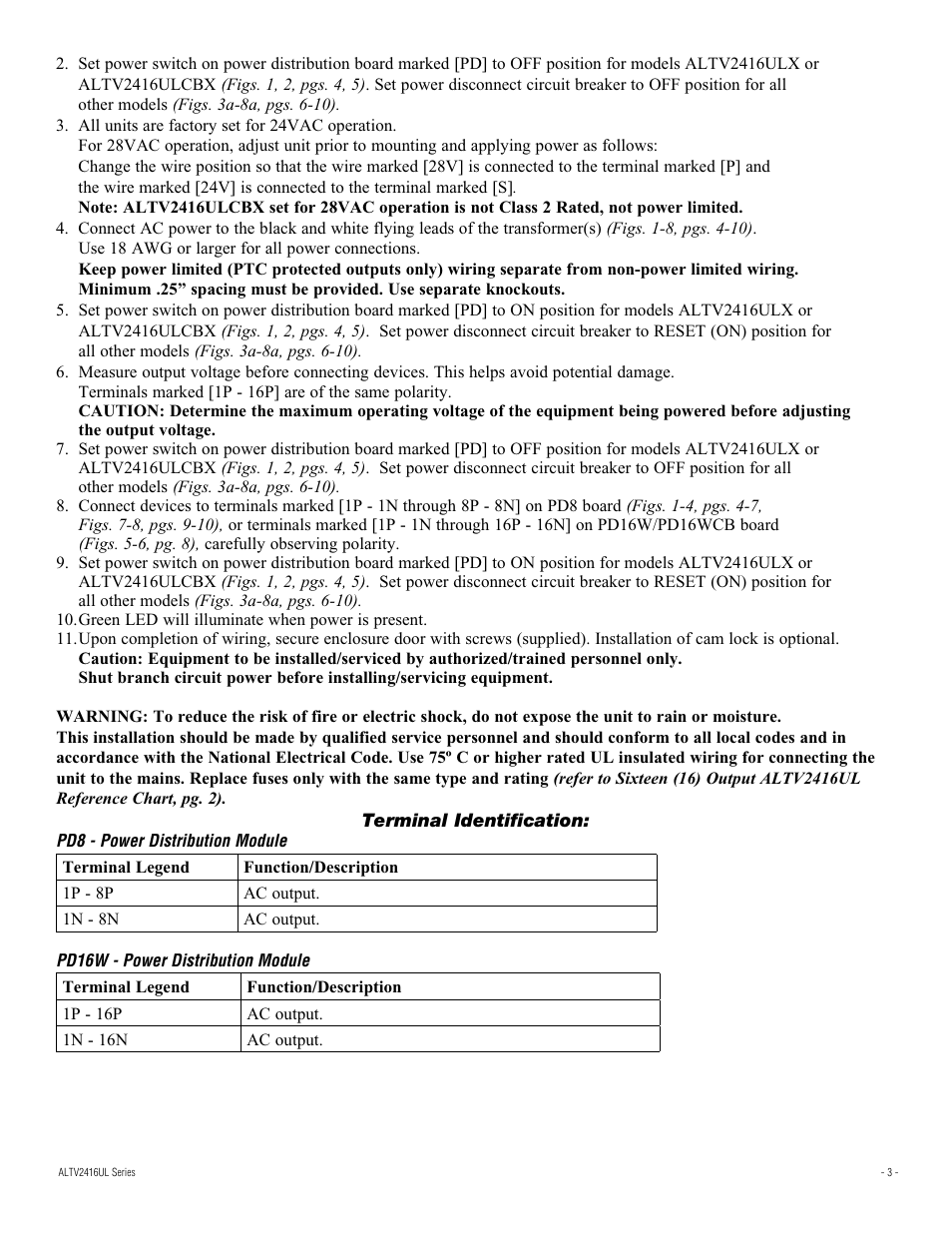 Altronix ALTV2416ULCBX Installation Instructions User Manual | Page 3 / 12