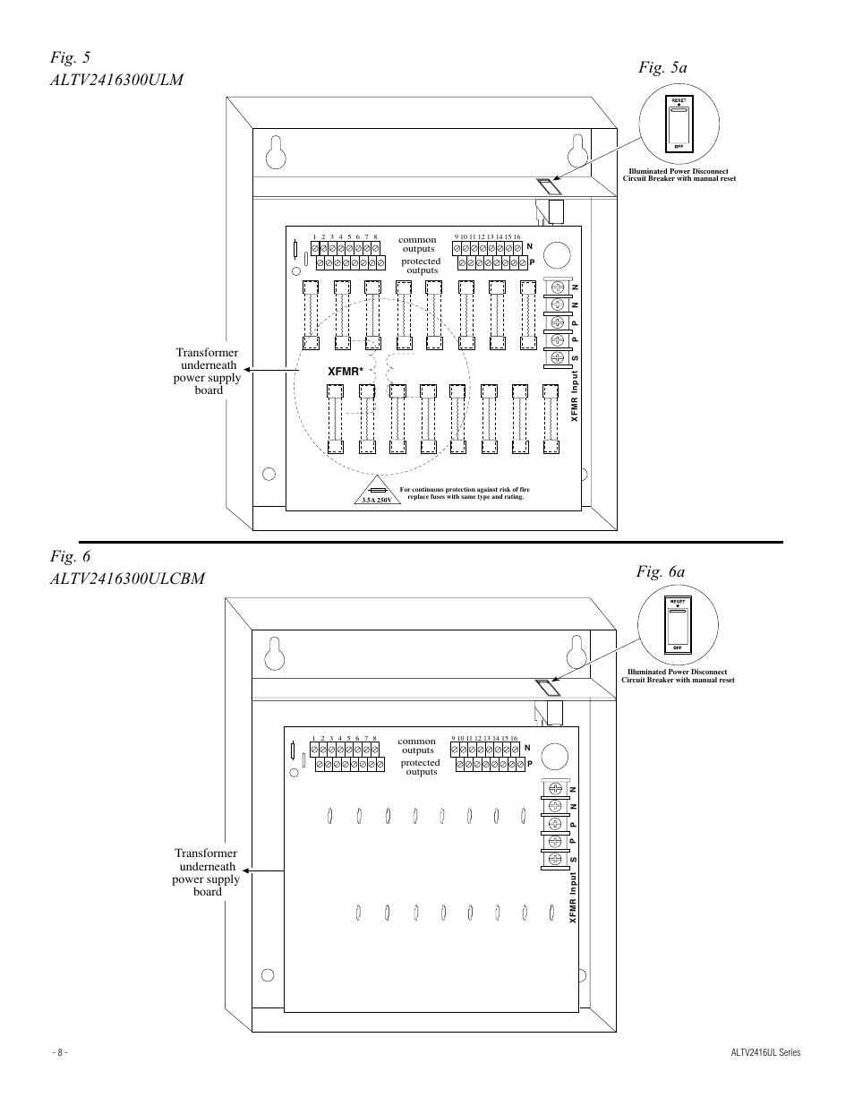 Transformer underneath power supply board | Altronix ALTV2416ULCBX Installation Instructions User Manual | Page 8 / 12