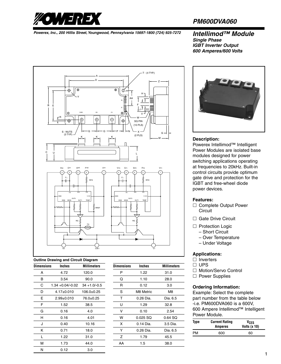 Intellimod™ module | C&H Technology PM600DVA060 User Manual | Page 2 / 5