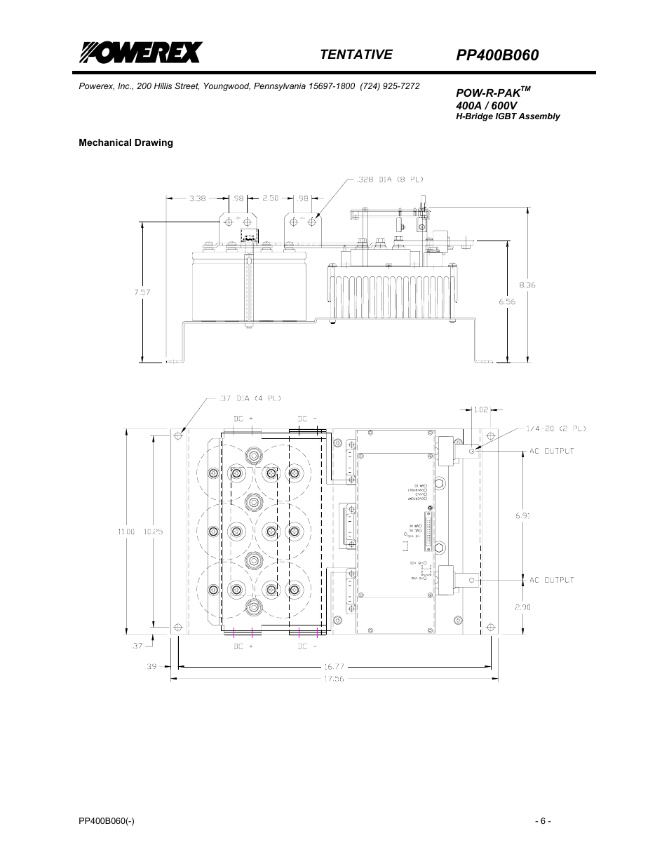 Mechanical drawing | C&H Technology PP400B060 User Manual | Page 7 / 8