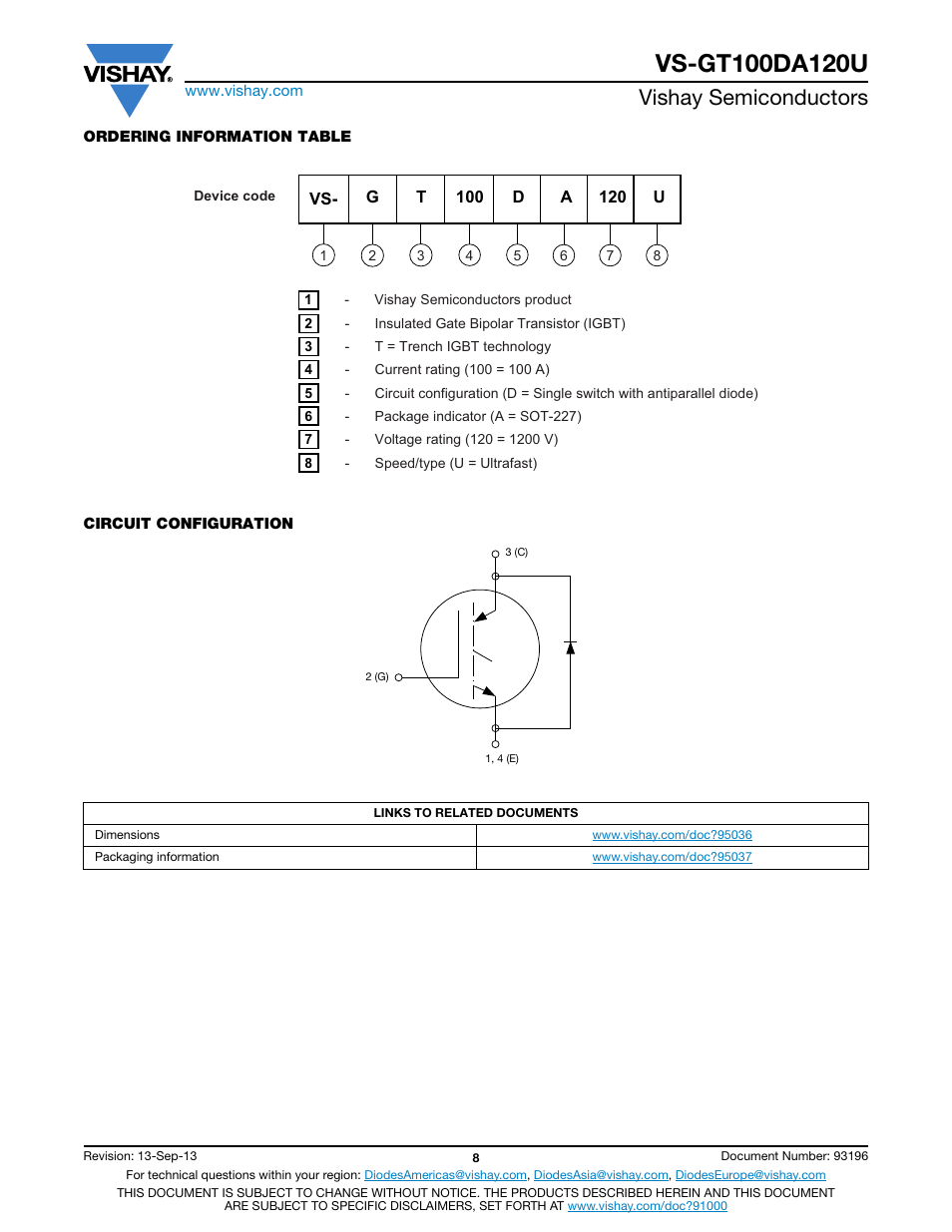 Vishay semiconductors | C&H Technology VS-GT100DA120U User Manual | Page 9 / 11