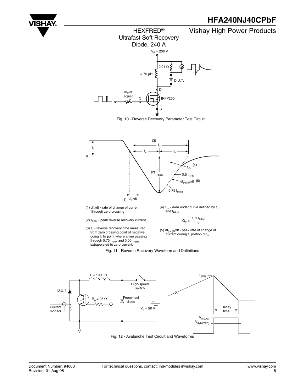 Vishay high power products, Hexfred, Ultrafast soft recovery diode, 240 a | C&H Technology HFA240NJ40CPbF User Manual | Page 6 / 8