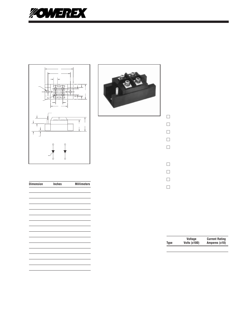 Split scr/diode pow-r-blok™ modules | C&H Technology CT220802 User Manual | Page 2 / 5