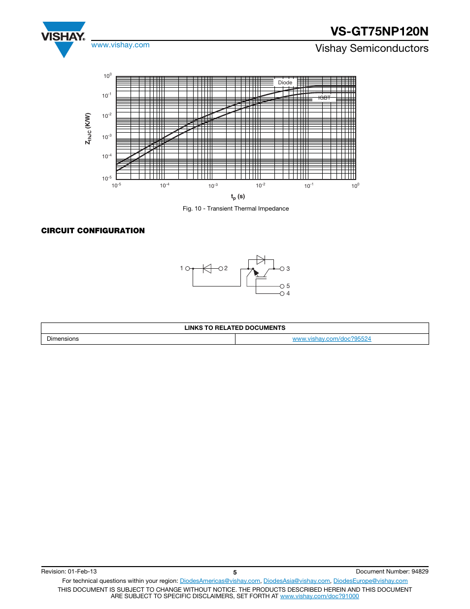 Vishay semiconductors, Circuit configuration | C&H Technology VS-GT75NP120N User Manual | Page 6 / 7