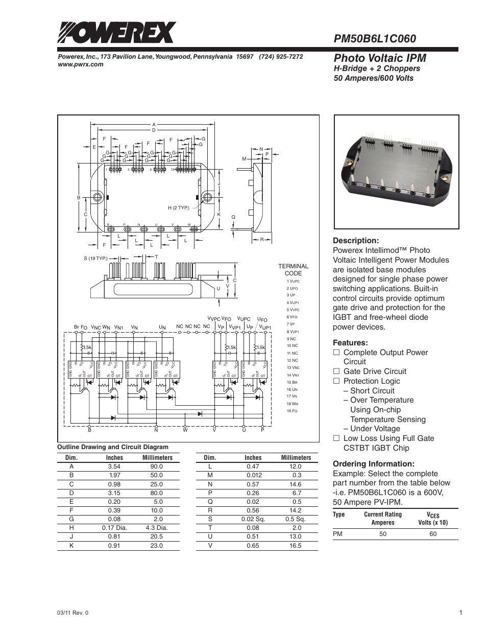 Photo voltaic ipm | C&H Technology PM50B6L1C060 User Manual | Page 2 / 5