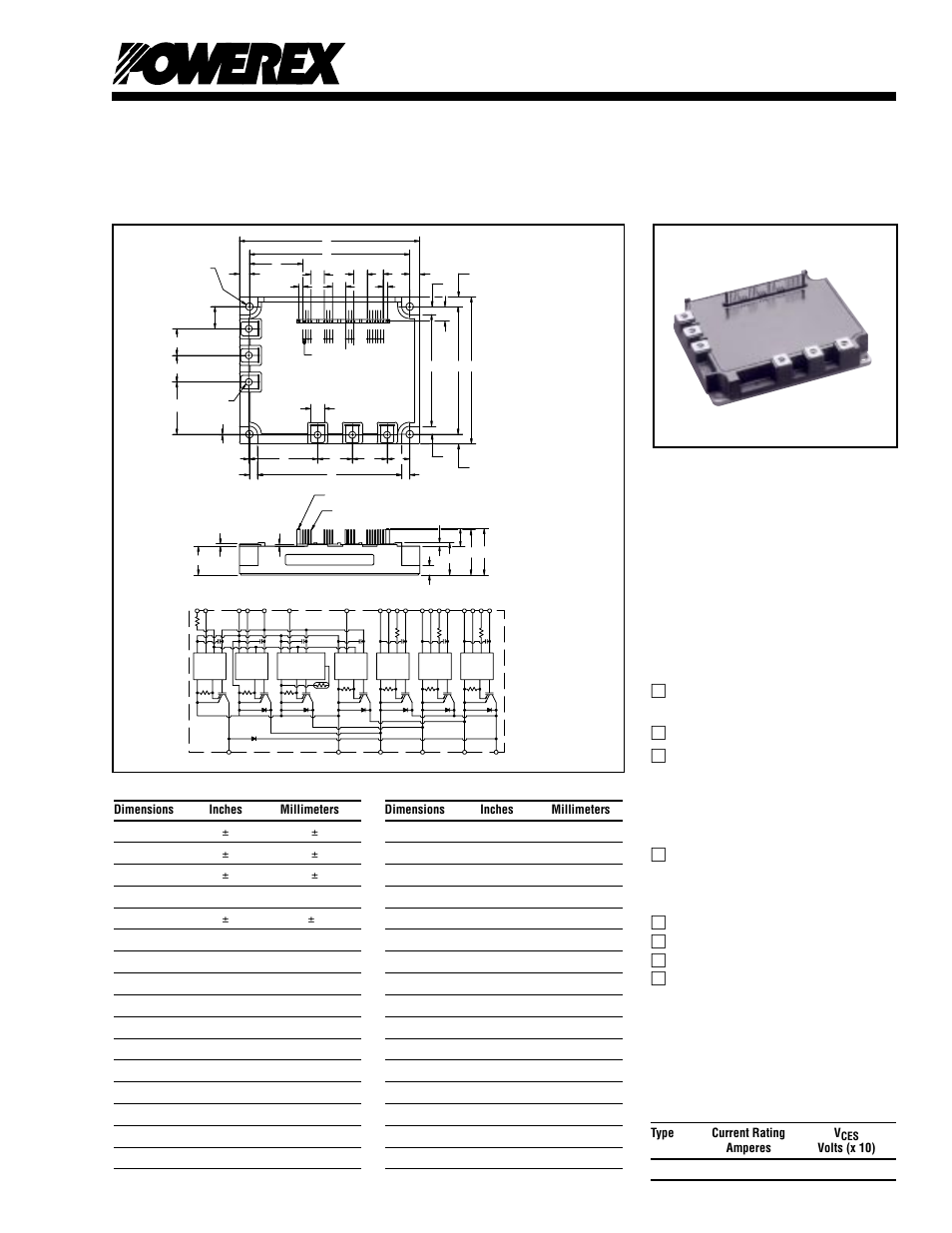 Intellimod™ module, Type current rating v | C&H Technology PM150RSD120 User Manual | Page 2 / 7