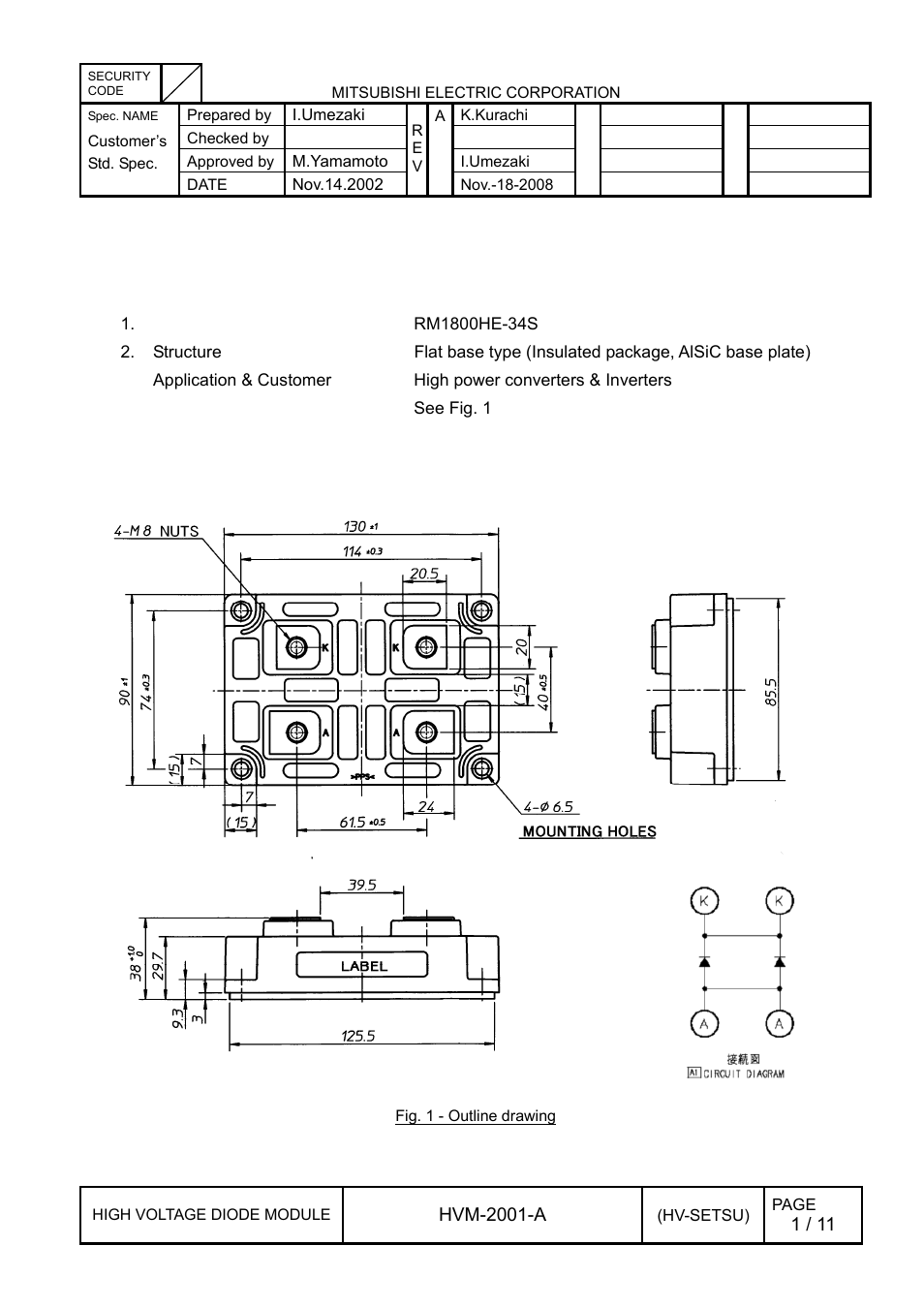High voltage diode module specification | C&H Technology RM1800HE-34S User Manual | Page 2 / 12