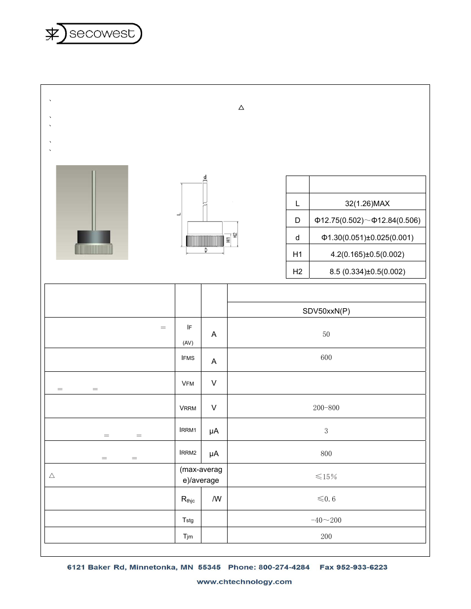 C&H Technology SDV50xxN(P) User Manual | 1 page