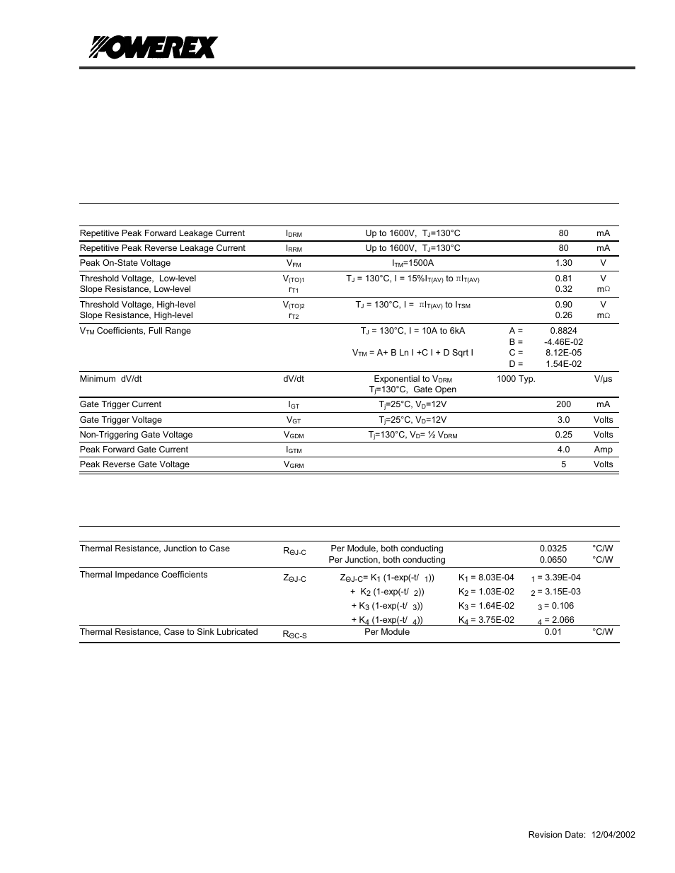 Ld43, Pow-r-blok, Electrical characteristics, t | 25°c unless otherwise specified, Thermal characteristics | C&H Technology LD43__50 User Manual | Page 4 / 6