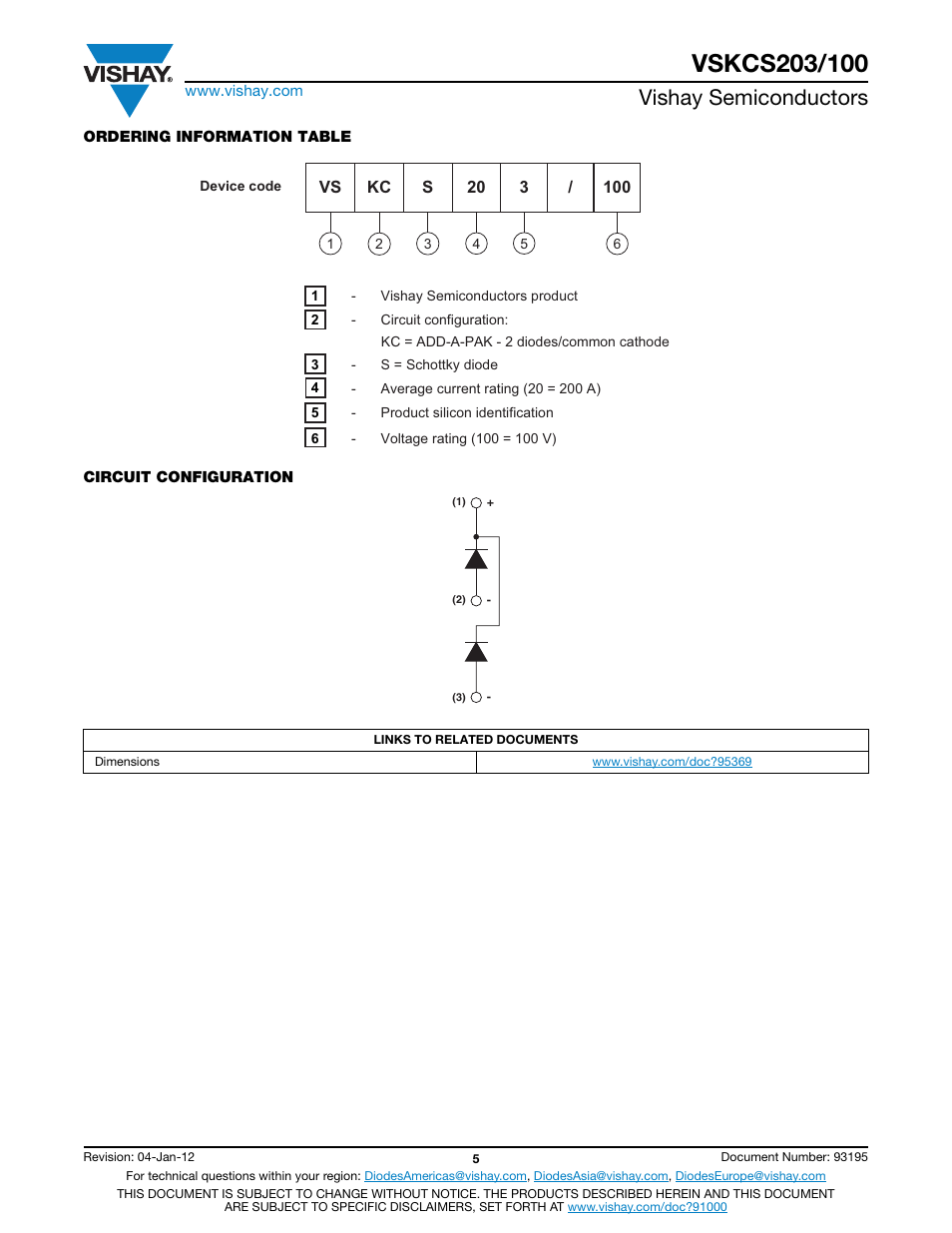 Vishay semiconductors | C&H Technology VSKCS203-100 User Manual | Page 6 / 10