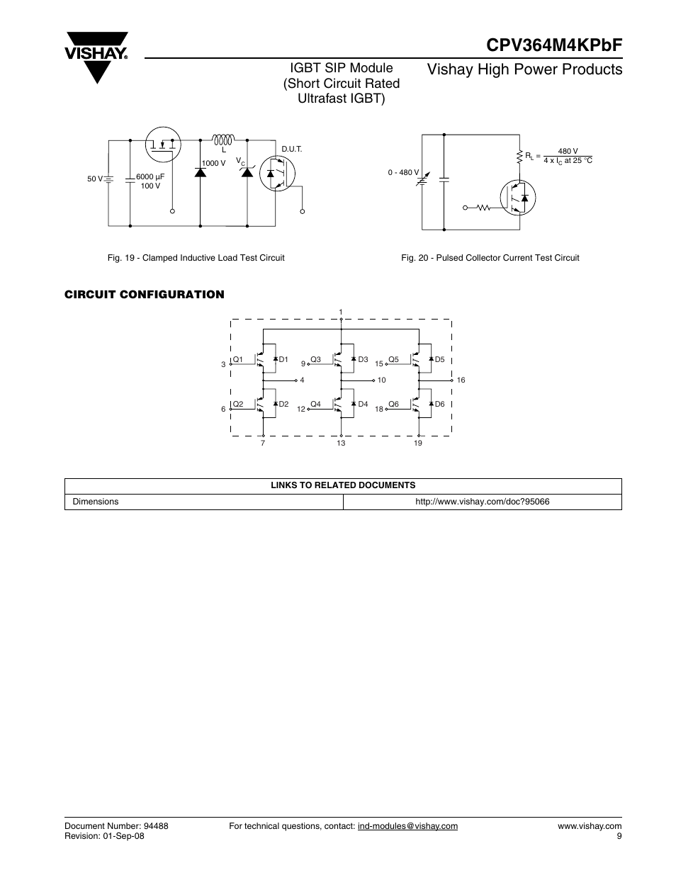 Cpv364m4kpbf, Vishay high power products, Circuit configuration | C&H Technology CPV364M4KPbF User Manual | Page 10 / 12