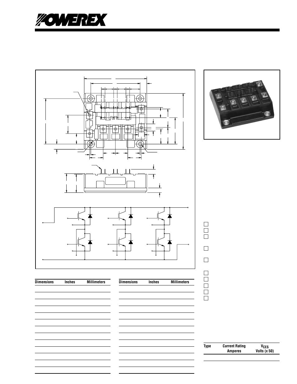 Six-igbt igbtmod™ h-series module, Cm75tf-12h, 75 ampere six-igbt igbtmod™ power module | C&H Technology CM75TF-12H User Manual | Page 2 / 5