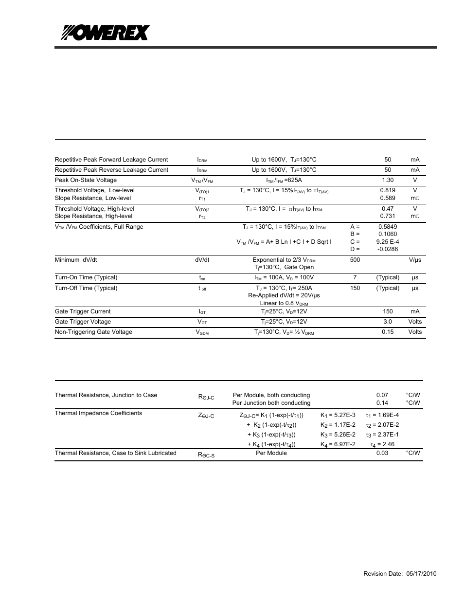 Nd42, Pow-r-blok, Electrical characteristics, t | 25°c unless otherwise specified, Thermal characteristics | C&H Technology ND42__25 User Manual | Page 4 / 6