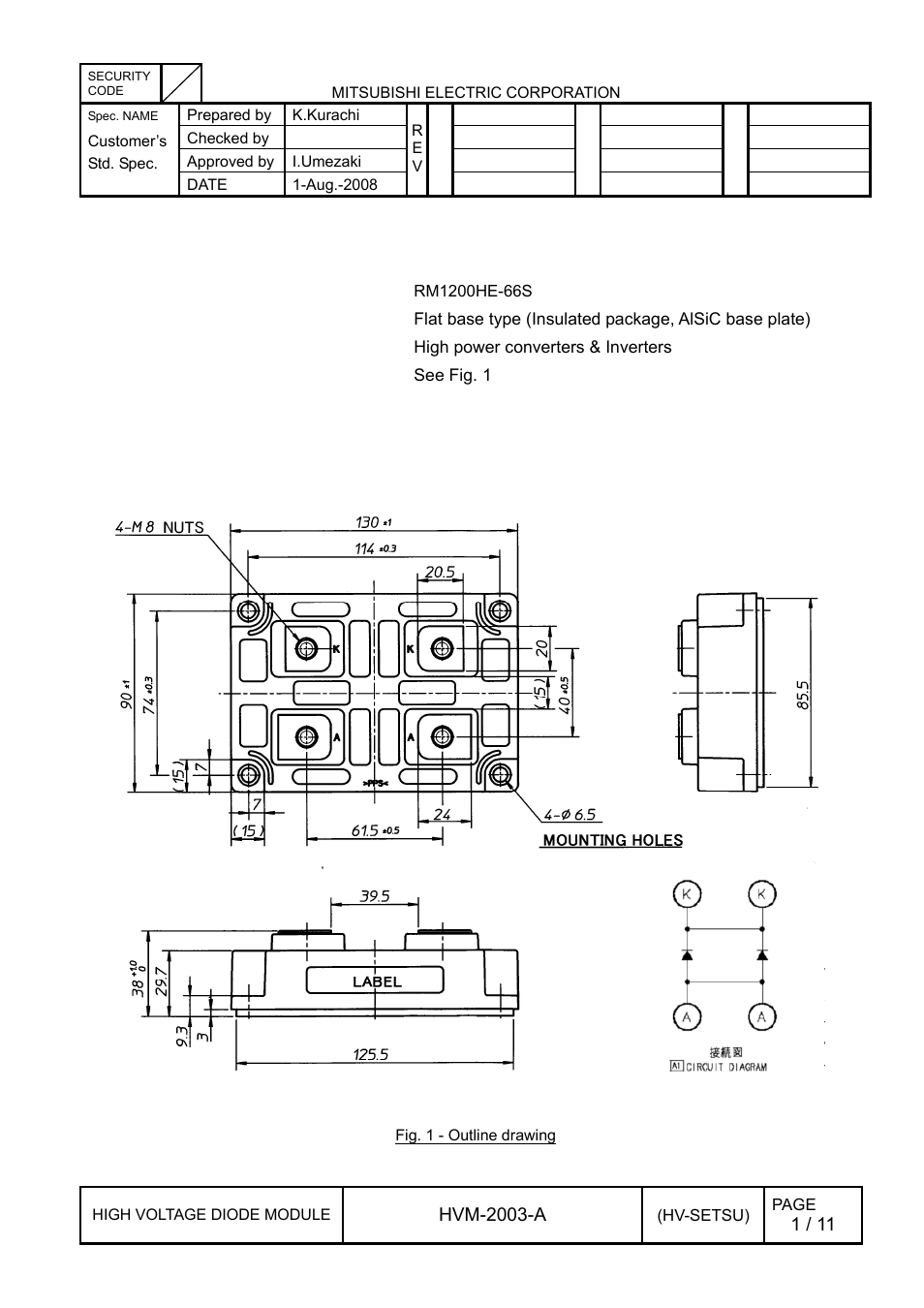 High voltage diode module | C&H Technology RM1200HE-66S User Manual | Page 2 / 12