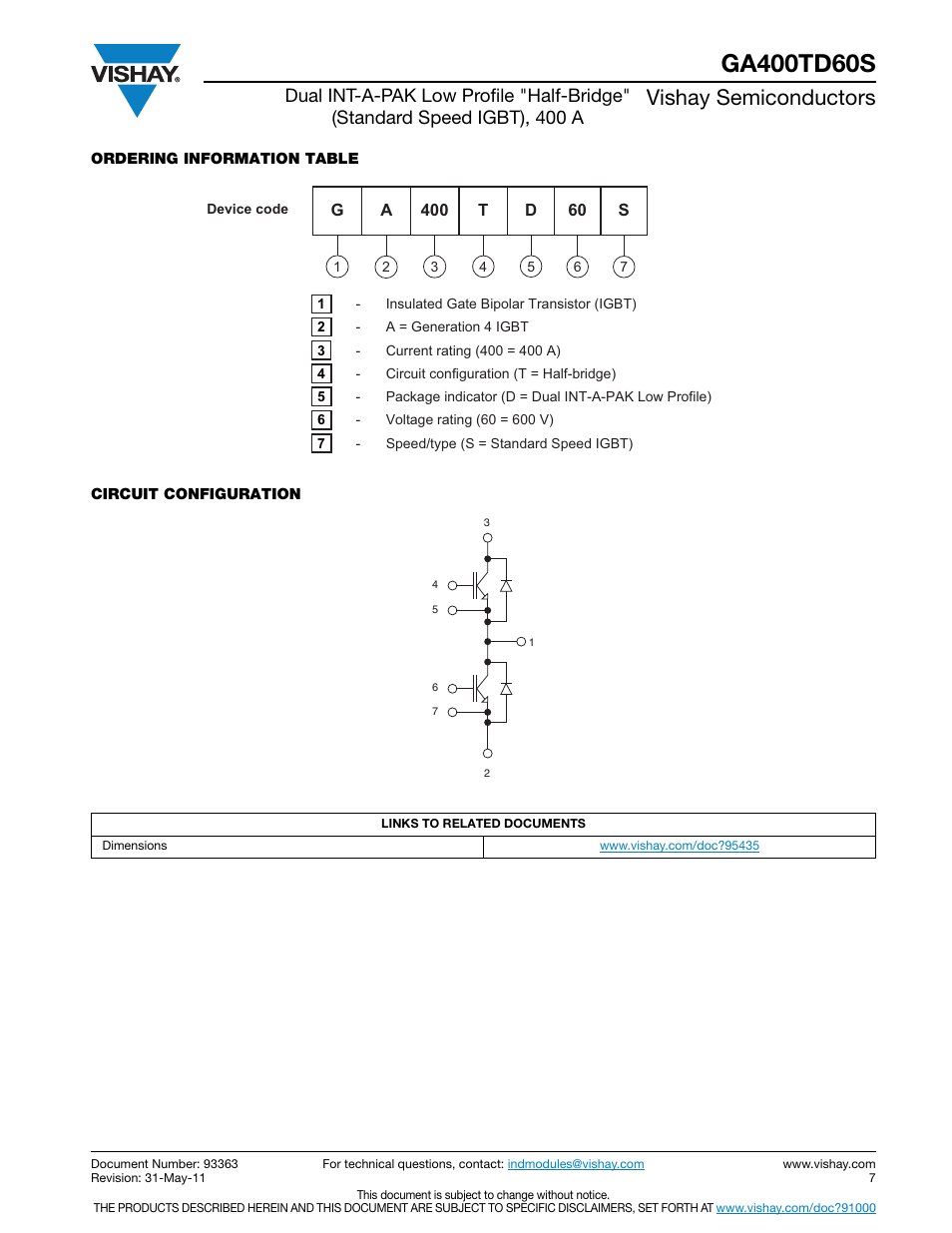 Vishay semiconductors | C&H Technology VS-GA400TD60S User Manual | Page 8 / 9