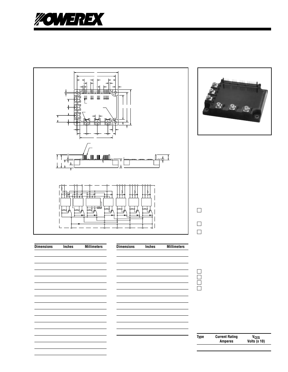 Intellimod™ module, Type current rating v | C&H Technology PM50RSA060 User Manual | Page 2 / 9