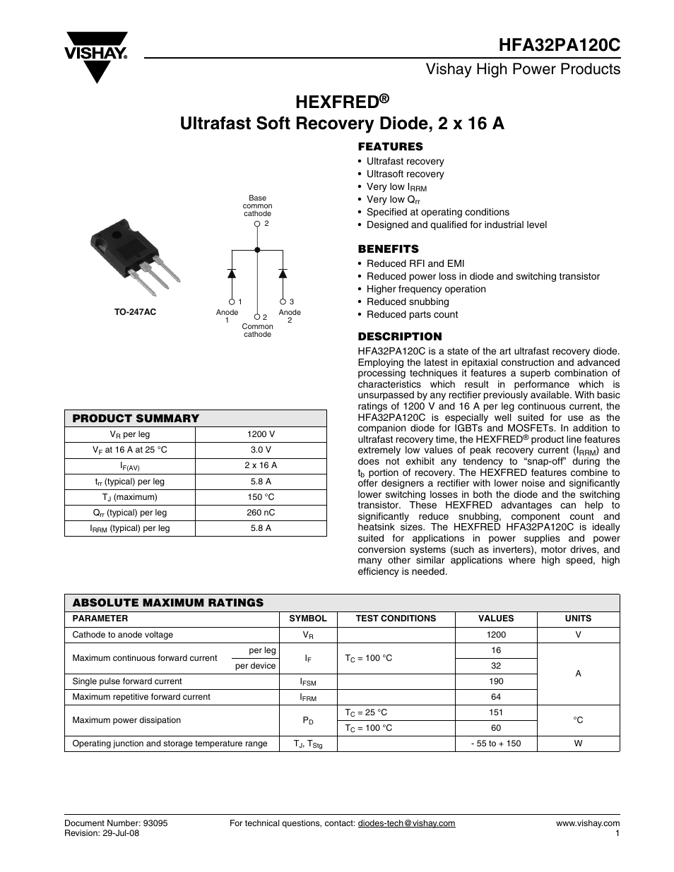 C&H Technology HFA32PA120C User Manual | 7 pages