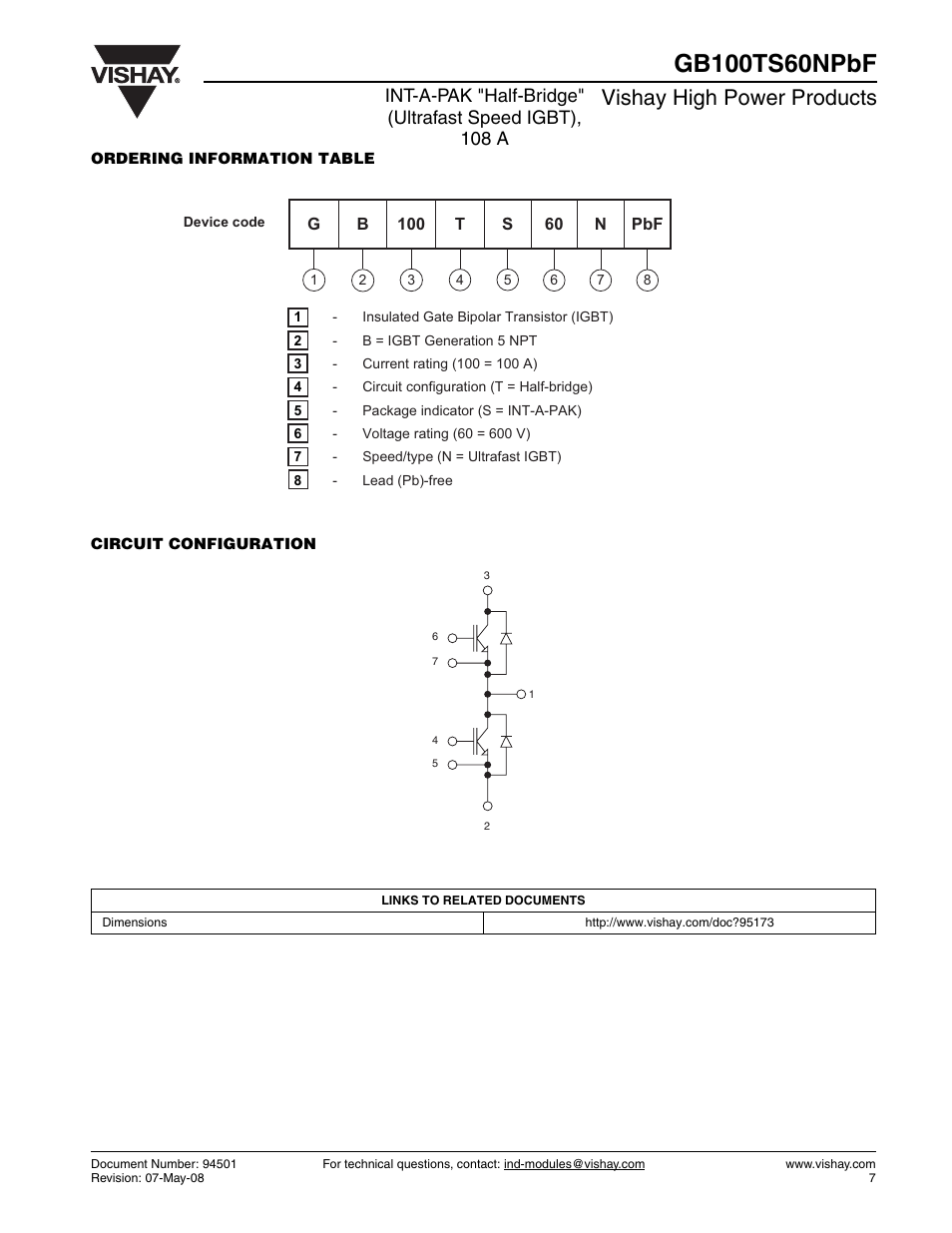 Vishay high power products | C&H Technology GB100TS60NPbF User Manual | Page 8 / 9