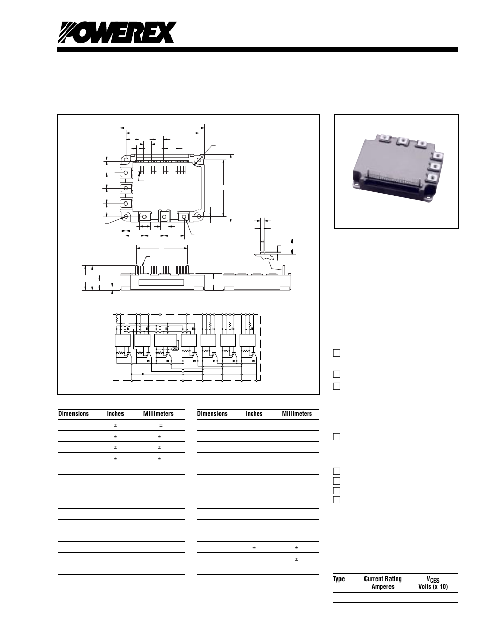 Intellimod™ module, Type current rating v | C&H Technology PM75RSD120 User Manual | Page 2 / 7