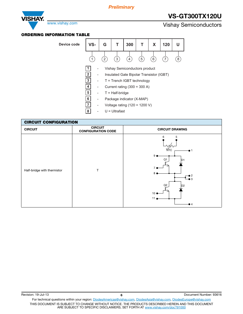 Vishay semiconductors, Preliminary | C&H Technology VS-GT300TX120U User Manual | Page 7 / 8