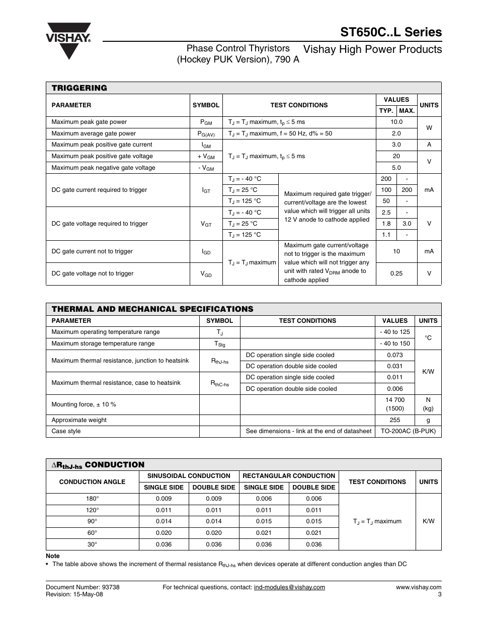 St650c..l series, Vishay high power products | C&H Technology ST650C..L Series User Manual | Page 4 / 7